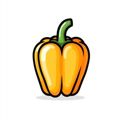 Cartoon illustration of a single, ripe, yellow bell pepper.