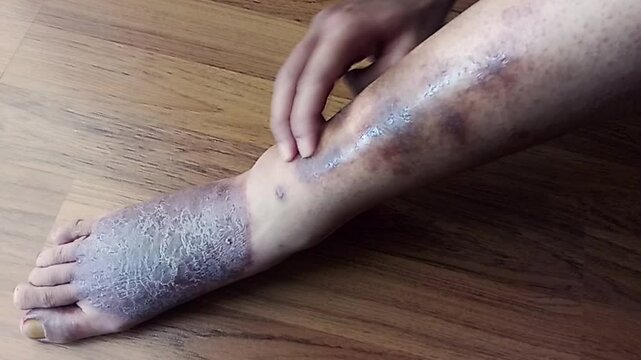 itchy allergy  hives rash eczema atopic dermatitis on foot. inflammation skin