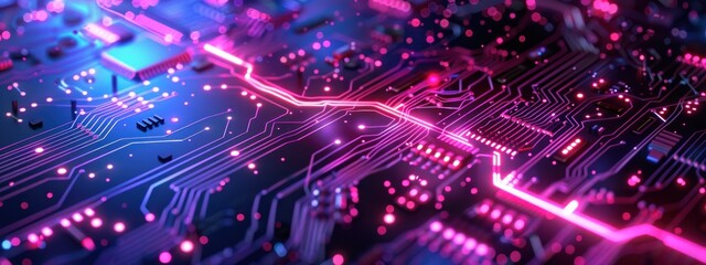 Fototapeta premium Glowing Circuit Board Abstract
