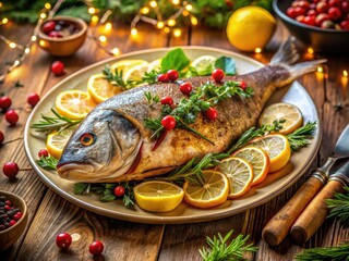 Flavorful roasted fish; bright lemon and herbs create a festive seafood feast.