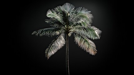 Minimalist tall palm tree silhouette on a black background, ideal for tropical, vacation, and exotic-themed designs.