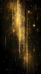 Sparkling golden streaks create a mesmerizing effect against a dark background