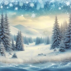 Obraz premium Snowy winter landscape.