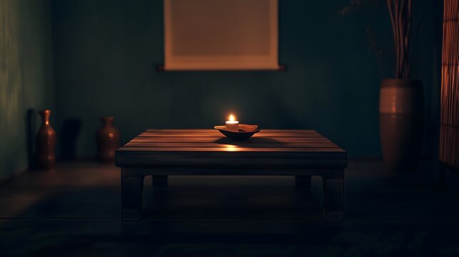 Dark room with faint emergency exit sign glow during power blackout, capturing sudden disruption and eerie stillness with scattered objects faintly visible in dim light.