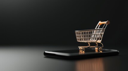 E-commerce shopping on smartphone with digital cart for internet users
