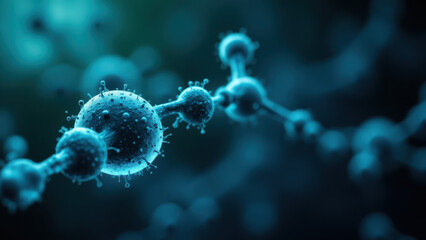 Close-up microscopic view of semaglutide molecules.