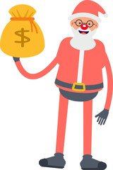Santa Claus Character Holding Dollar Sack
