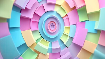 Obraz premium A harmonious composition of soft pastel-colored circles and squares, intricately layered to form an eye-catching abstract design that radiates peace