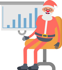 Santa Claus Character Presenting Bar Chart
