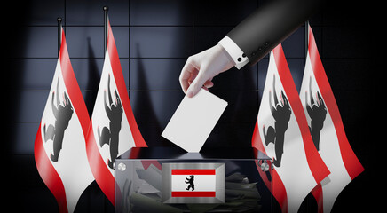 Berlin - flags and ballot box - voting, election concept - 3D illustration © PX Media