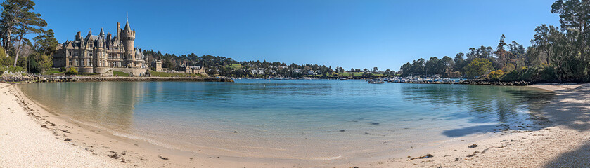 Coastal Castle & Calm Bay, A Picturesque Seascape