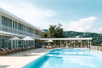 Fototapeta premium tropical resort hotel pool