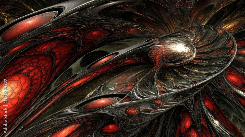Poster abstract shapes and neon lights intertwining in a dynamic fusion of 2d and 3d elements