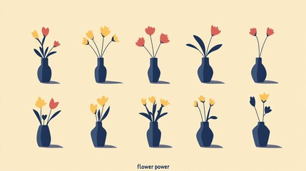 Fototapeta premium Floral Arrangements: A Collection of Minimalist Flower Vases