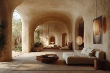 Serene Minimalist Interior Design Earthy Tones and Organic Forms