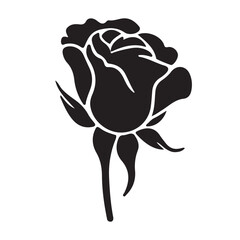 Rose one color vector logo, emblem or icon for company branding. Decorative flower silhouette.