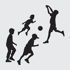 Group of people playing  image silhouette vector art and illustration