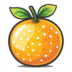 Cartoon orange with leaves.