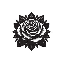 Rose one color vector logo, emblem or icon for company branding. Decorative flower silhouette.