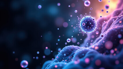 A microscopic view of semaglutide interacting with cells.