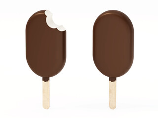 Stick ice cream isolated on white background. 3D illustration