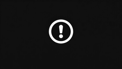 Exclamation Point Icon in Circle on Black Background
