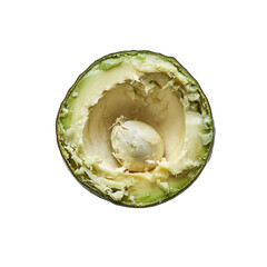 Obraz premium Freshly Sliced Half Avocado on White Background