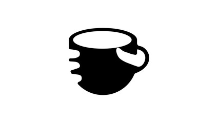cup in hand, black isolated silhouette