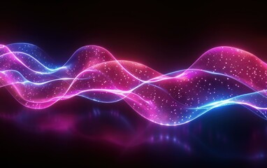 Obraz premium Abstract Neon Wave with Glowing Particles