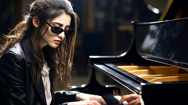 Talented pianist performs with style in a dimly lit venue showcasing mastery and passion
