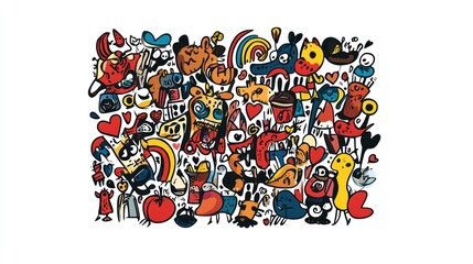 Whimsical Doodle Wonderland: A vibrant explosion of colorful characters and playful designs.