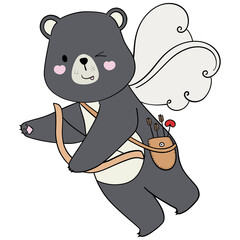 Valentine cupid bear adorable bear with heart arrow, perfect for Valentines Day art and decor.