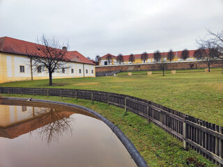 Schloss Hof castle in Austria in cloudy winter day
