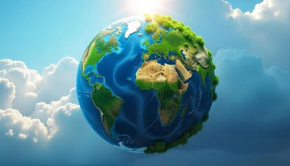 Naklejka premium Lush Green Planet Earth Sustainable Globe Environmental Conservation Climate Change