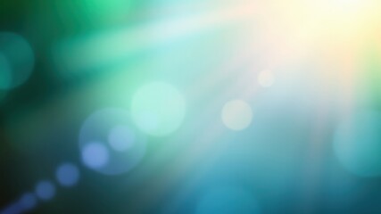 Abstract Teal and Green Bokeh Background with Light Leaks and Bright Highlights