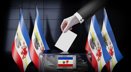 Mecklenburg-Western Pomerania - flags and ballot box - voting, election concept - 3D illustration