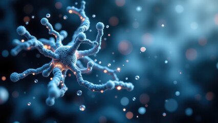 Image of a neuron with Semaglutide highlighted for scientific research or study.