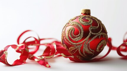Joyful Christmas Bauble: Festive Holiday Ornament with Red Ribbon