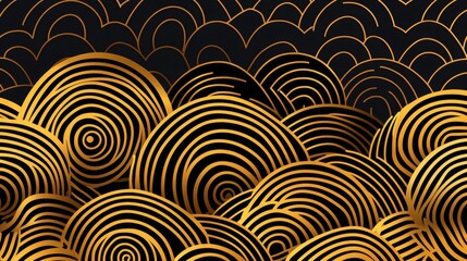 Abstract Gold and Black Circular Wave Pattern Design