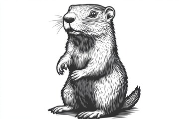 Obraz premium Standing Prairie Dog Woodcut Illustration