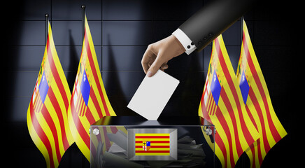 Aragon - flags and ballot box - voting, election concept - 3D illustration