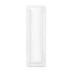 Sachet bag  mockup. Vector illustration isolated on white background. Flat lay view. Can be use for template your design, presentation, promo, ad. EPS10.