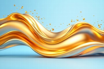 Golden Liquid Wave Abstract Background