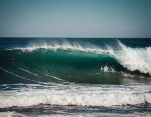 Fototapeta premium A powerful ocean wave, curling under the midday sun.