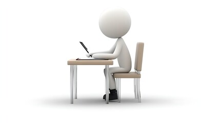 Fototapeta premium 3D Stick Figure Focused on Writing