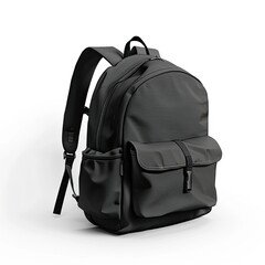Fototapeta premium A sleek black backpack designed for everyday use and travel. isolated on white background