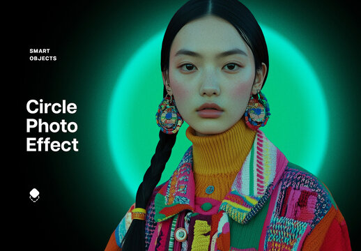 Glowing Circle Shape Photo Effect Mockup