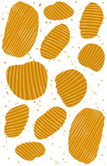 Potato Chips Texture with crumbs on white