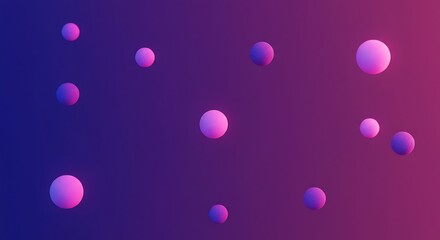 Abstract colorful spheres in vibrant purple and pink gradient. Geometric 3D glowing design.