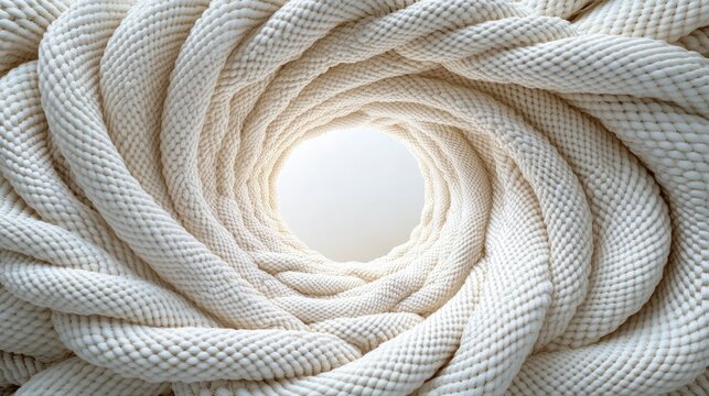 Artistic View of Tightly Stretched Rope with Decorative Knots in Center, Offering Unique Perspective on Textured Material
